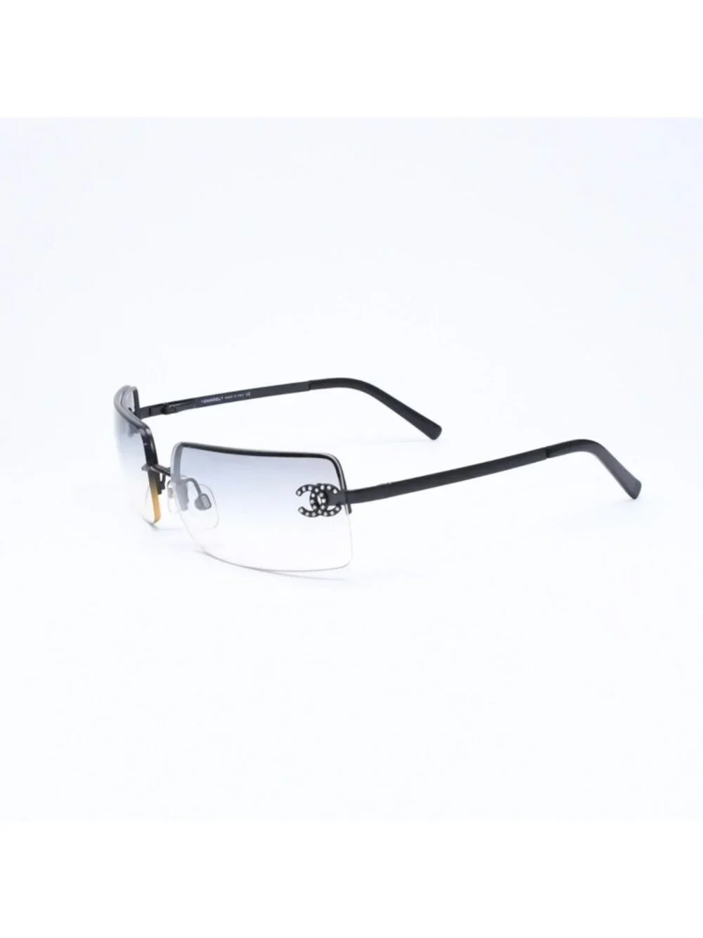 Chanel Half Rim Sunglasses Eyewear CC Logo Rhinestone
